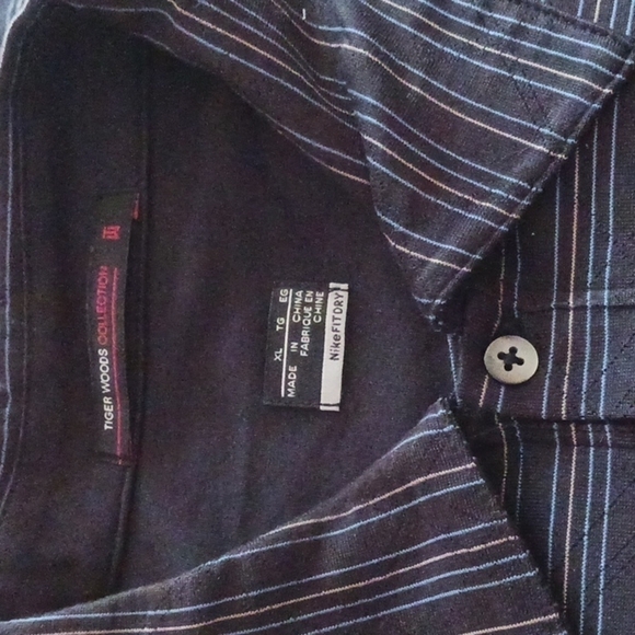 Tiger Woods Collection Nike Fit Dry Navy Striped Polo - Picture 4 of 7